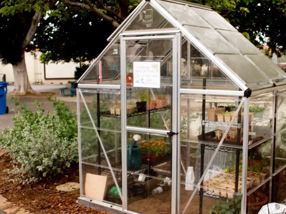 Students learning in the Overland school garden